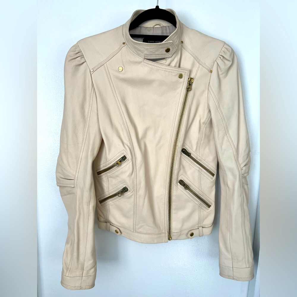 Cream leather jacket